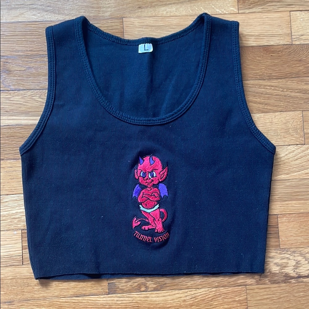 black tunnel vision tank top